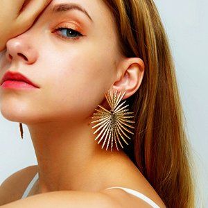 Heart Dangle Earrings Stud Rock Big Leaf Heart Hanging Earring for Women